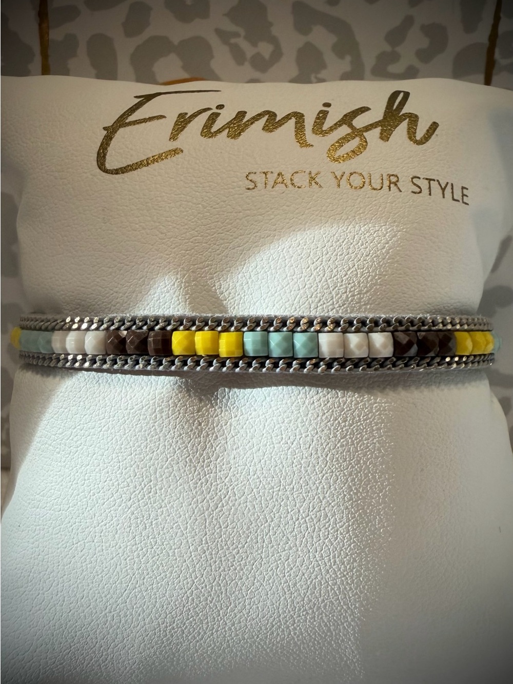 New ERIMISH Bracelet - 17.25 cm Magnetic Closure - Purple, Teal, Yellow &
White